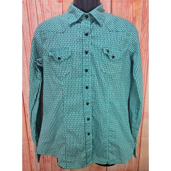 Cinch Womens Western Shirt Large Turquoise Long Sleeve Snap Front - Picture 1 of 8